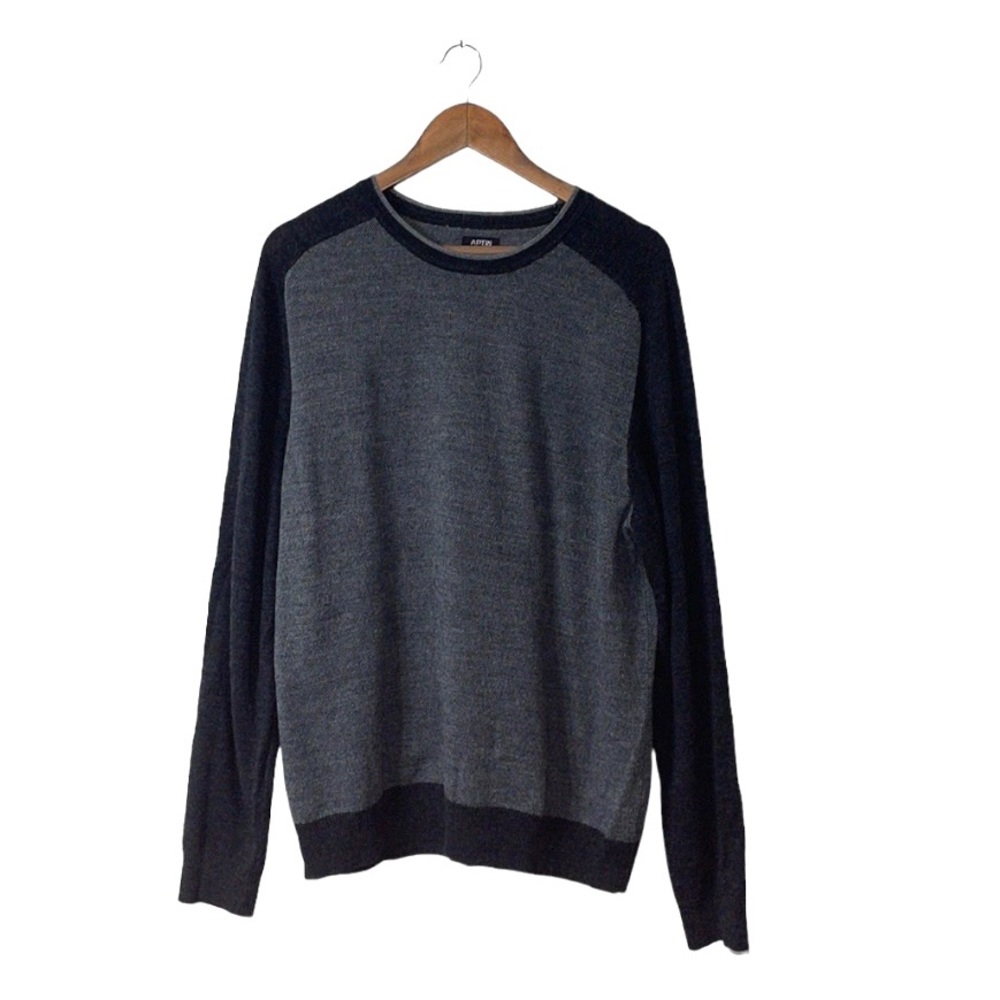 Apt. 9 Merino Wool Knit Sweater Gray Black Soft Career Casual Work Mens Size XXL